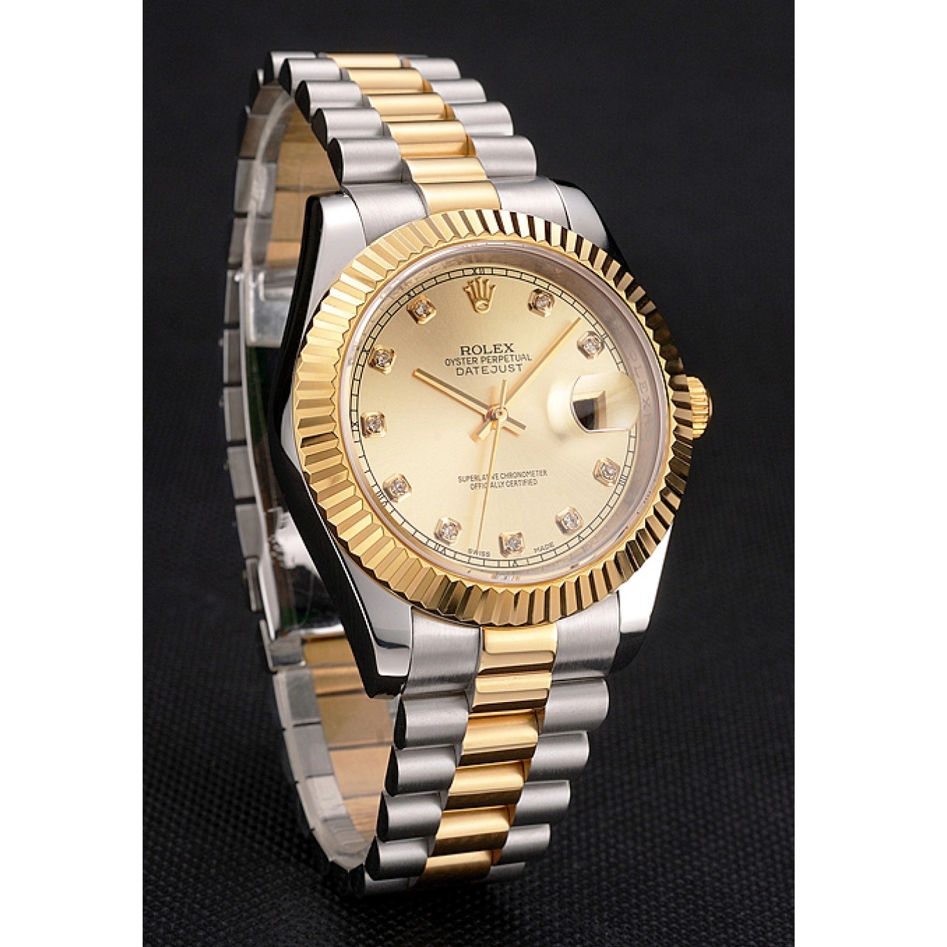 Aaa replica watch Dial Bracelet Bezel And Stainless Gold Swiss Datejust Case Tone Rolex Two Steel 0621